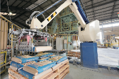 A production line of monolithic refractories in the Toyota factory